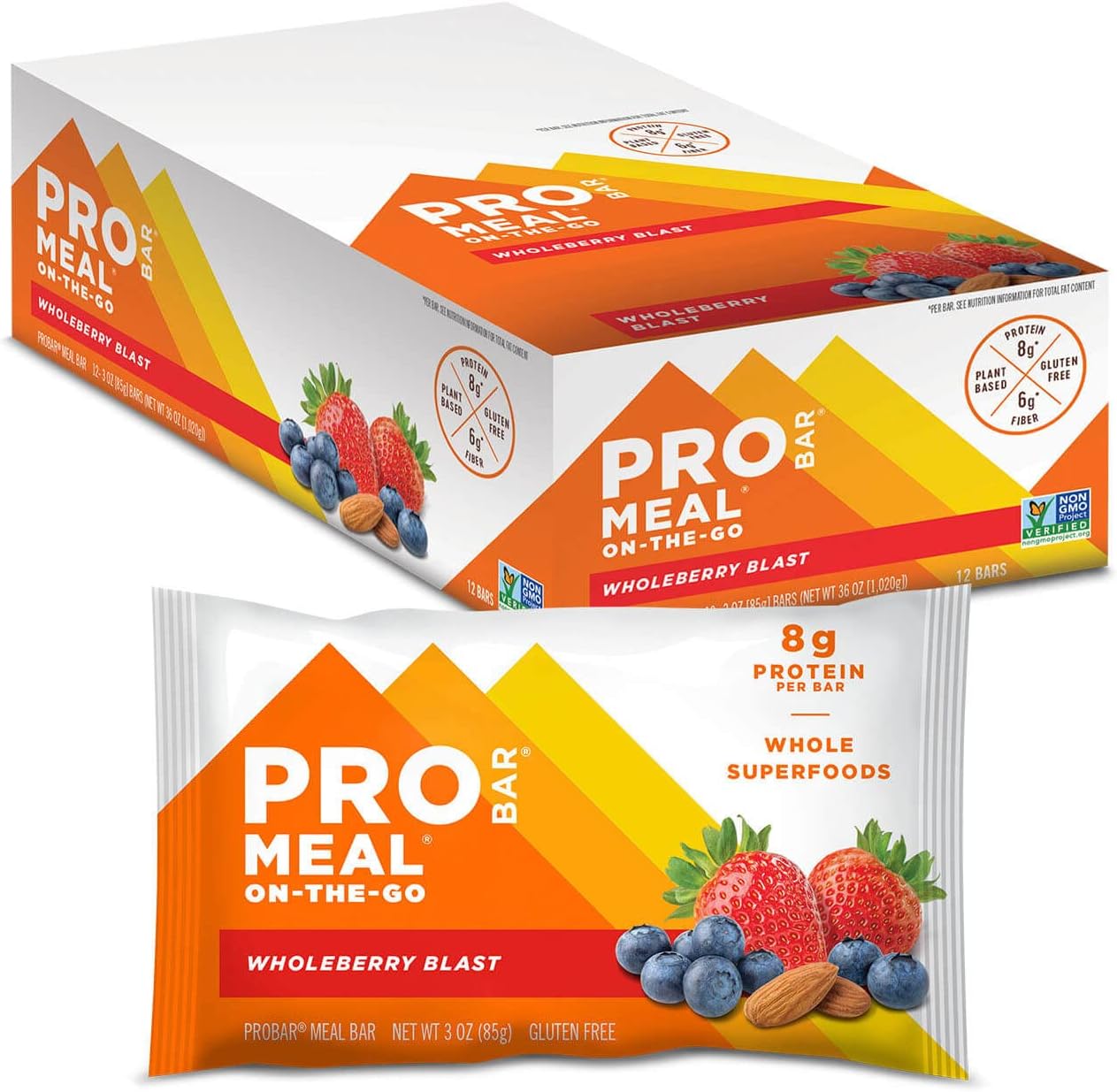 Probar - Meal Bar, Wholeberry Blast, Non-Gmo, Gluten-Free, Healthy, Plant-Based, Whole-Food Ingredients, Natural Energy (12 Count)