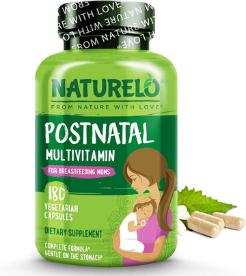 Naturelo Postnatal Multivitamin - Supplement For Breastfeeding Women - Plant-Based Vitamin D, Folate, Gentle Iron - For Nursing Mother, Baby - Post Natal Lactation Support (180 Count (Pack Of 1))