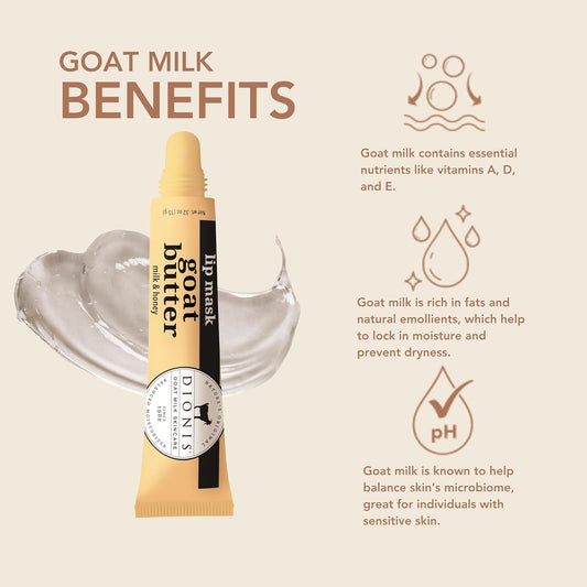 Dionis Goat Milk Sweet Berry Overnight Butter Lip Mask – Hydrating Lightly Tinted Lips Treatment With Jojoba Oil And Moringa – Clean, Paraben-Free, Cruelty-Free – Made In Usa – 0.52 Oz