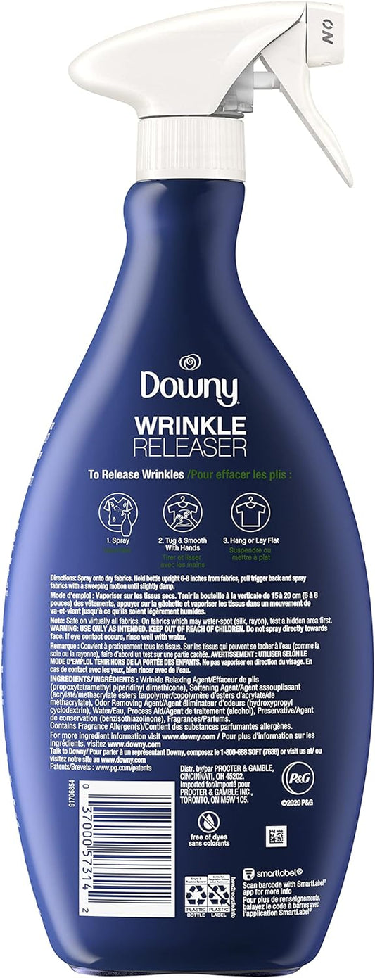Downy Wrinkle Releaser Fabric Refresher Spray, Odor Eliminator, Ironing Aid and Anti Static Spray, Crisp Linen Scent, 33.8 Fl Oz (Pack of 2)