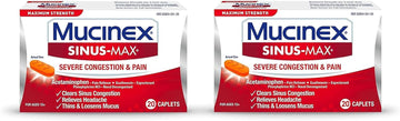 Mucinex Sinus-Max Congestion and Pain Caplet, 20 Count (Pack of 2)