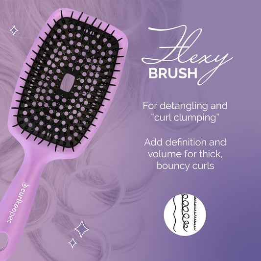 Curl Keeper Flexy Hair Brush, Purple - Detangling Hair Brush With Flexible Bristles For Shower Use, Combing Through Curls & Removing Tangles - Lightweight Hair Accessories For All Hair Type