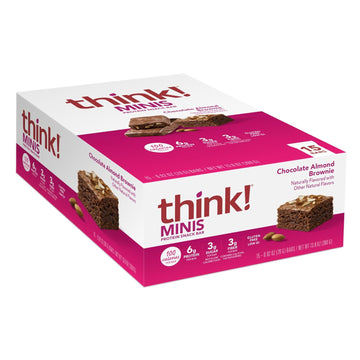 Think! Minis Protein Snack Bars, Gluten Free, Chocolate Almond Brownie, 15 Count