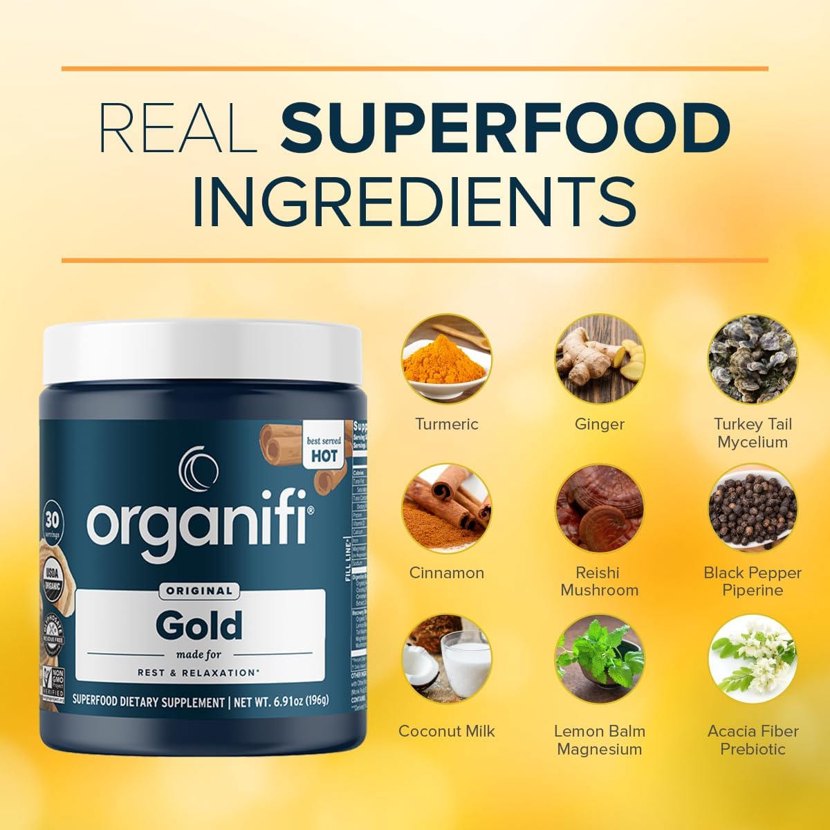 Buy Organifi: Gold - Superfood Supplement Powder- 90 Servings (3 Pack) - Stress Support, Better Rest, Relaxation And Promotes Restful Sleep - Turmeric And Reishi Infused On  Free Shipping On Qualified Orders