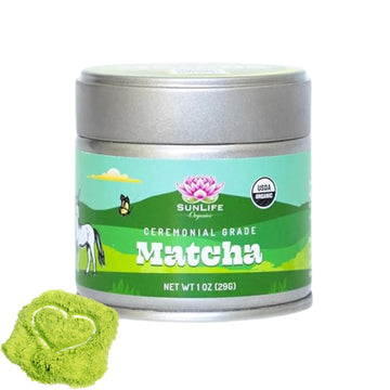 Sunlife Organics Usda Organic Matcha Green Tea Powder Tin (30 Grams) - Premium Japanese Matcha Powder Culinary Grade - Authentic Ceremonial Grade Matcha Powder