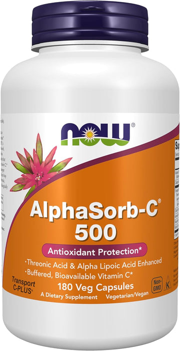 NOW Supplements, AlphaSorb-C? 500 mg with Threonic Acid & Alpha Lipoic Acid Enhanced, 180 Veg Capsules