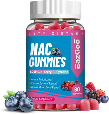 Nac Gummies 800Mg, N-Acetyl Cysteine Supplement, Nac Supplement For Immune System & Antioxidant, Non-Gmo, Gluten Free, Vegan - 60 Counts