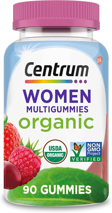 Centrum Women'S Organic Multigummies Women'S Multivitamin Gummies Organic Multivitamin For Women With Essential Nutrients For Immune Support, Metabolism, And Hair Skin And Nails Vitamins - 90 Ct
