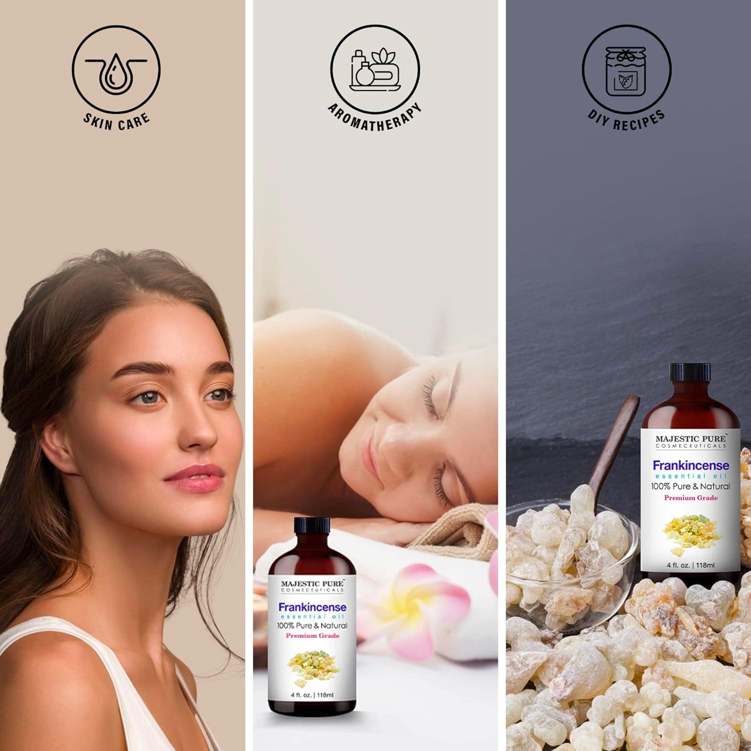 MAJESTIC PURE Frankincense Essential Oil, Premium Grade, Pure and Natural Premium Quality Oil, 4 fl oz : Health & Household
