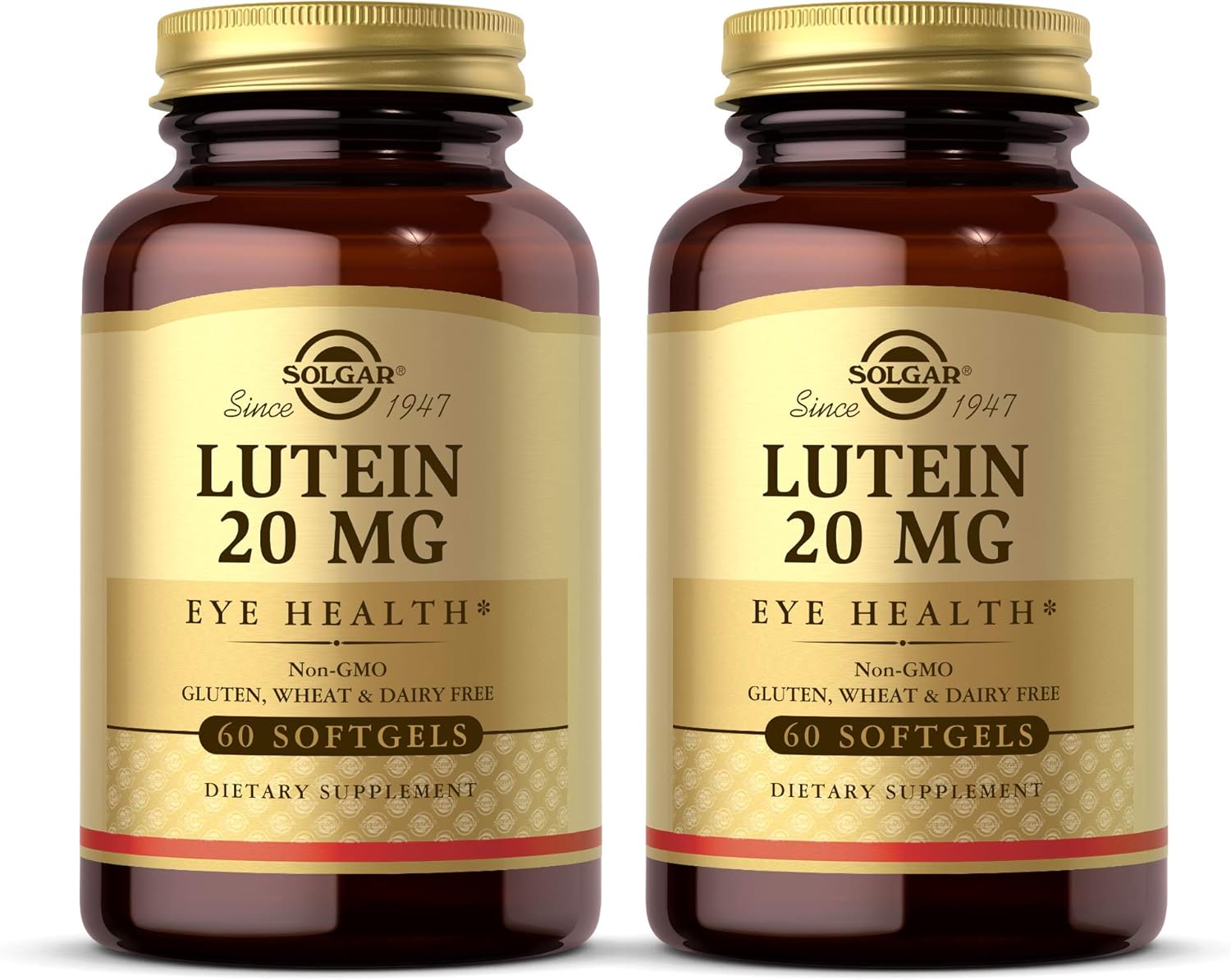 Solgar Lutein 20 Mg, 60 Softgels - 2 Pack - Supports Eye Health - Helps Filter Out Blue-Light - Contains Oraglo Lutein - Gluten Free, Dairy Free - 120 Total Servings