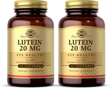 Solgar Lutein 20 mg, 60 Softgels - 2 Pack - Supports Eye Health - Helps Filter Out Blue-Light - Contains oraGLO Lutein - Gluten Free, Dairy Free - 120 Total Servings