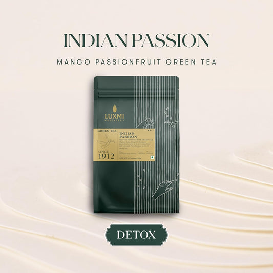 Luxmi Estates - Indian Passion - Organic Mango Passion Fruit Green Tea - 50 Tea Bags | With Mango & Passion Fruit | Brew As Iced Tea Or Hot