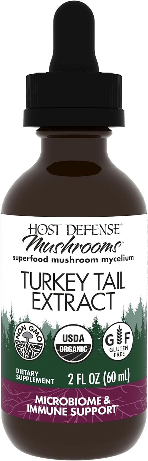 Host Defense Turkey Tail Extract - Digestive Health & Immune Response Support Supplement - Mushroom Supplement for Gastrointestinal & Gut Microbiome Support - 2 fl oz (60 Servings)