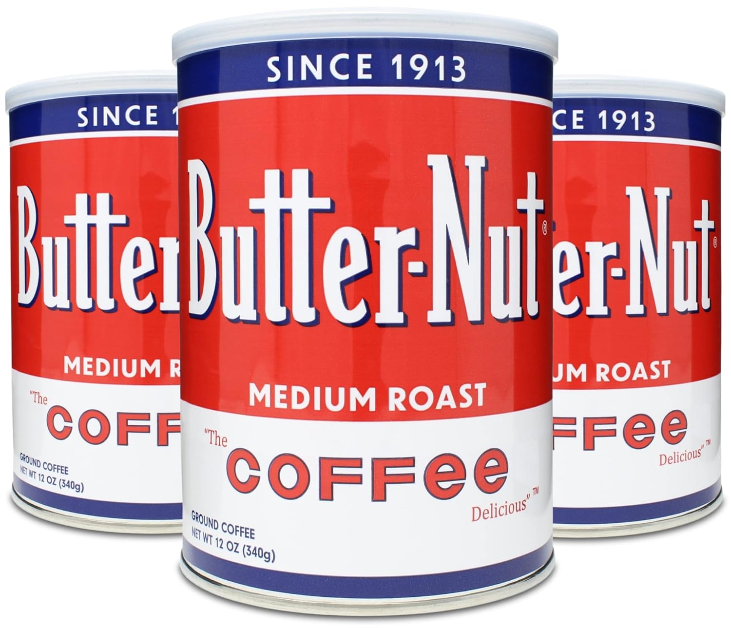 Butter-Nut Original Blend Ground Coffee, Medium Roast, 12 Ounce Steel Can (Pack Of 3)