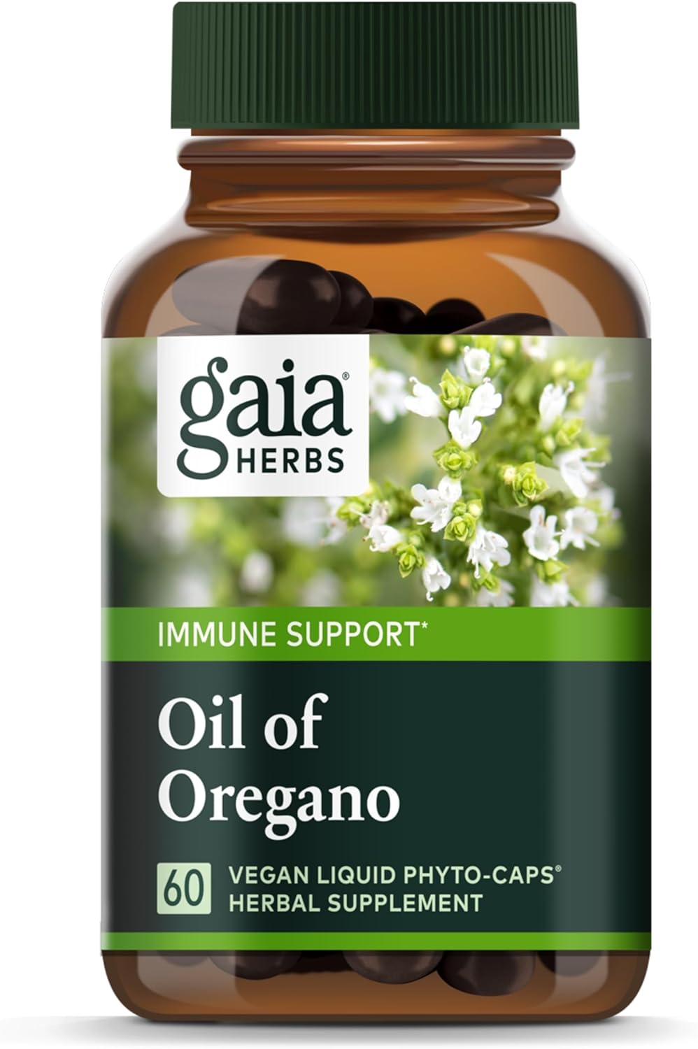 Gaia Herbs Oil Of Oregano - Immune And Antioxidant Support Supplement To Help Sustain Overall Well-Being - With Oregano Oil, Carvacrol, And Thymol - 60 Vegan Liquid Phyto-Capsules (30-Day Supply)