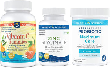 Nordic Naturals Women's Immune Starter Pack - Zinc Glycinate, Vitamin C Gummies, Nordic Flora Probiotic Immune Health