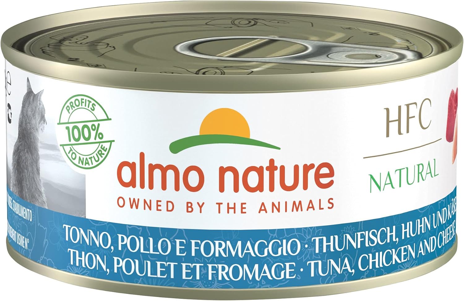 24 x Almo Nature Hfc Natural Wet Cat Tin - Tuna Chicken And Cheese 150g :Pet Supplies