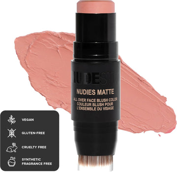Nudestix Nudies Blush Stick W/Blending Brush, 3-In-1 Matte Color For Cheeks, Eyes, Lips, Creamy Makeup For Natural, Healthy, Youthful Look, 0.25 Oz (7G) (Bare Back)