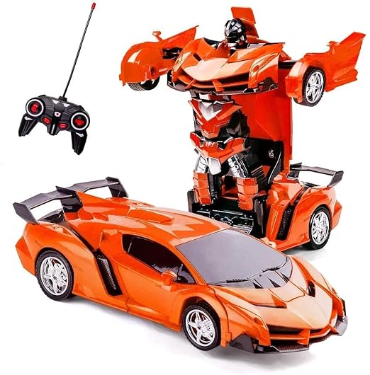 VALUEVIBES 2 in 1 Transforming Remote Control Car - One-Click Deformation Robot RC Car Toys for Kids Age 3 4 5 6+ Year Old, Rechargeable 360° Rotation with Light