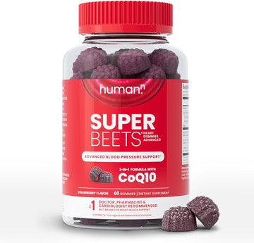 Humann Superbeets Heart Gummies Advanced - 100Mg Of Coq10 Plus Beetroot & Grape Seed Extract, 60 Count