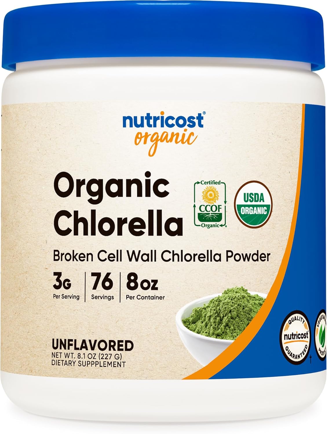 Nutricost Organic Chlorella Powder 8Oz - 3000Mg Per Serving - Non-Gmo, Gluten Free