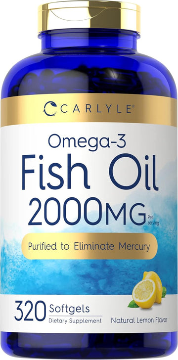 Carlyle Fish Oil Supplements | 2000Mg | 320 Softgels | Epa & Dha | 600Mg Total Omega-3 | Non-Gmo, Gluten Free Pills