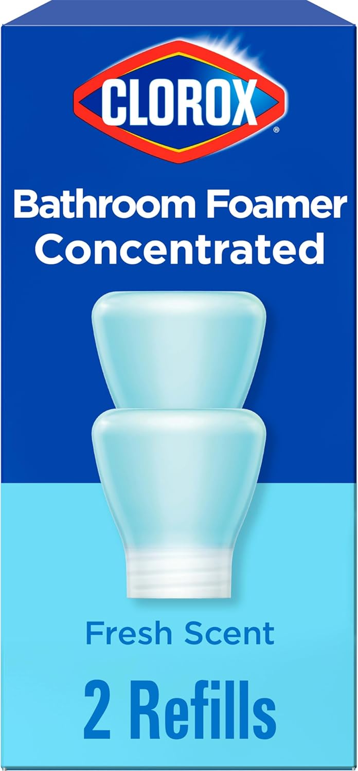 Clorox Bathroom Foamer Refill Cartridge For Clorox Bathroom Foamer Reusable Spray Bottle, Household Essentials, Fresh Scent, 2 Spray Refills