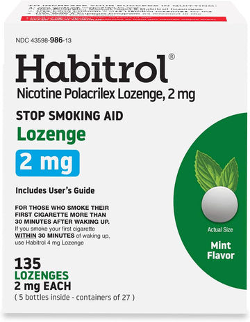 Habitrol Nicotine Lozenges 2 Mg Mint Flavor - 135 Count – Stop Smoking Aid – Reduce Cravings And Withdrawal Symptoms