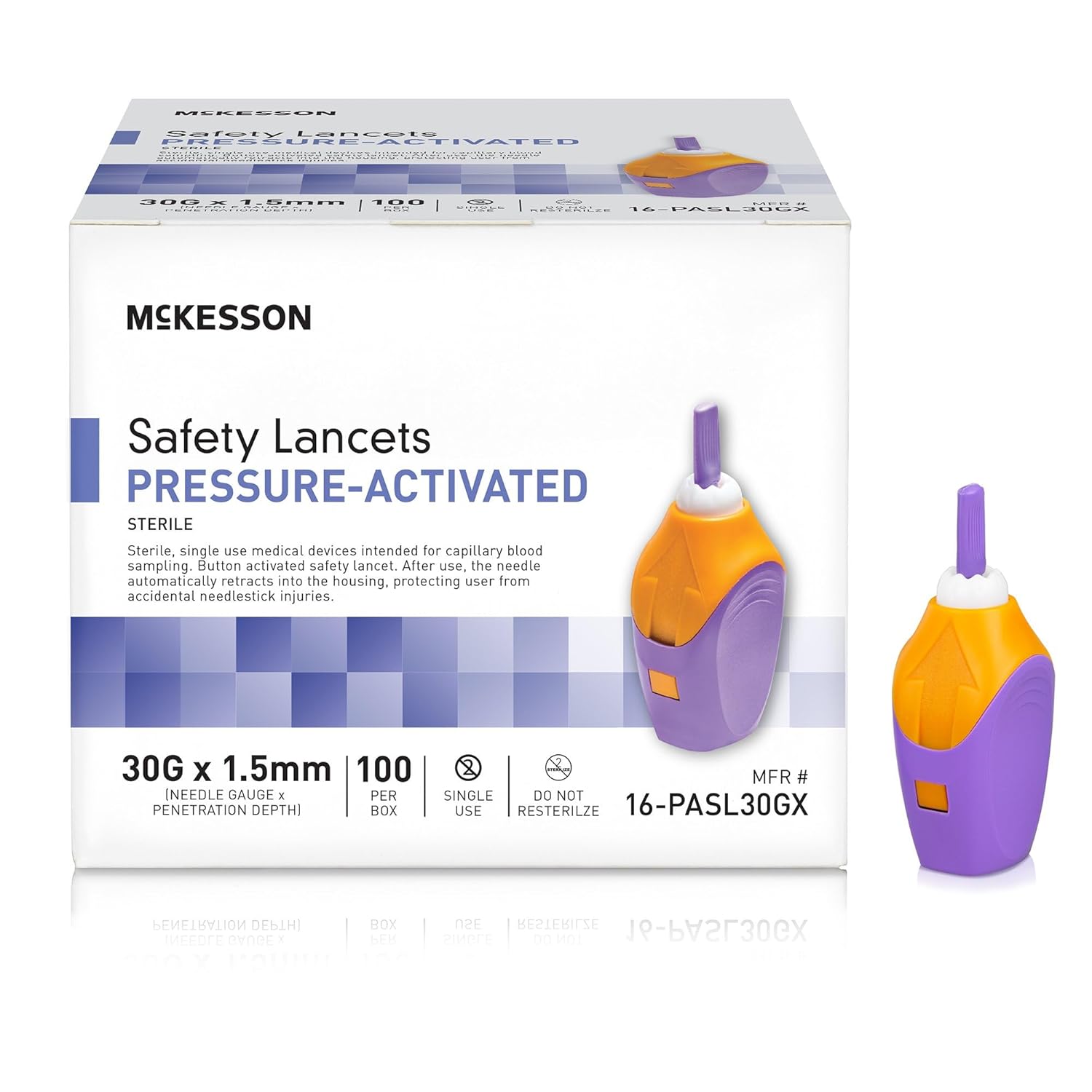 Mckesson Lancets For Diabetes Testing [2000 Count] Lancing Device For Blood And Glucose Test, 21G X 2.0 Mm, Pressure-Activated, Sterile, Single Use