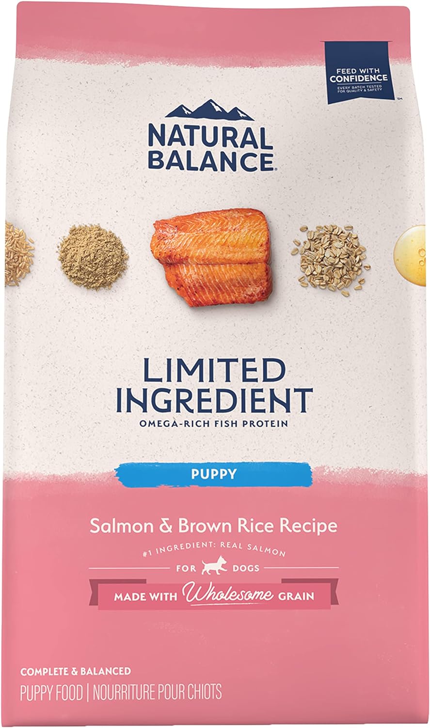 Natural Balance Limited Ingredient Puppy Dry Dog Food with Healthy Grains, Salmon & Brown Rice Recipe, 4 Pound (Pack of 1)