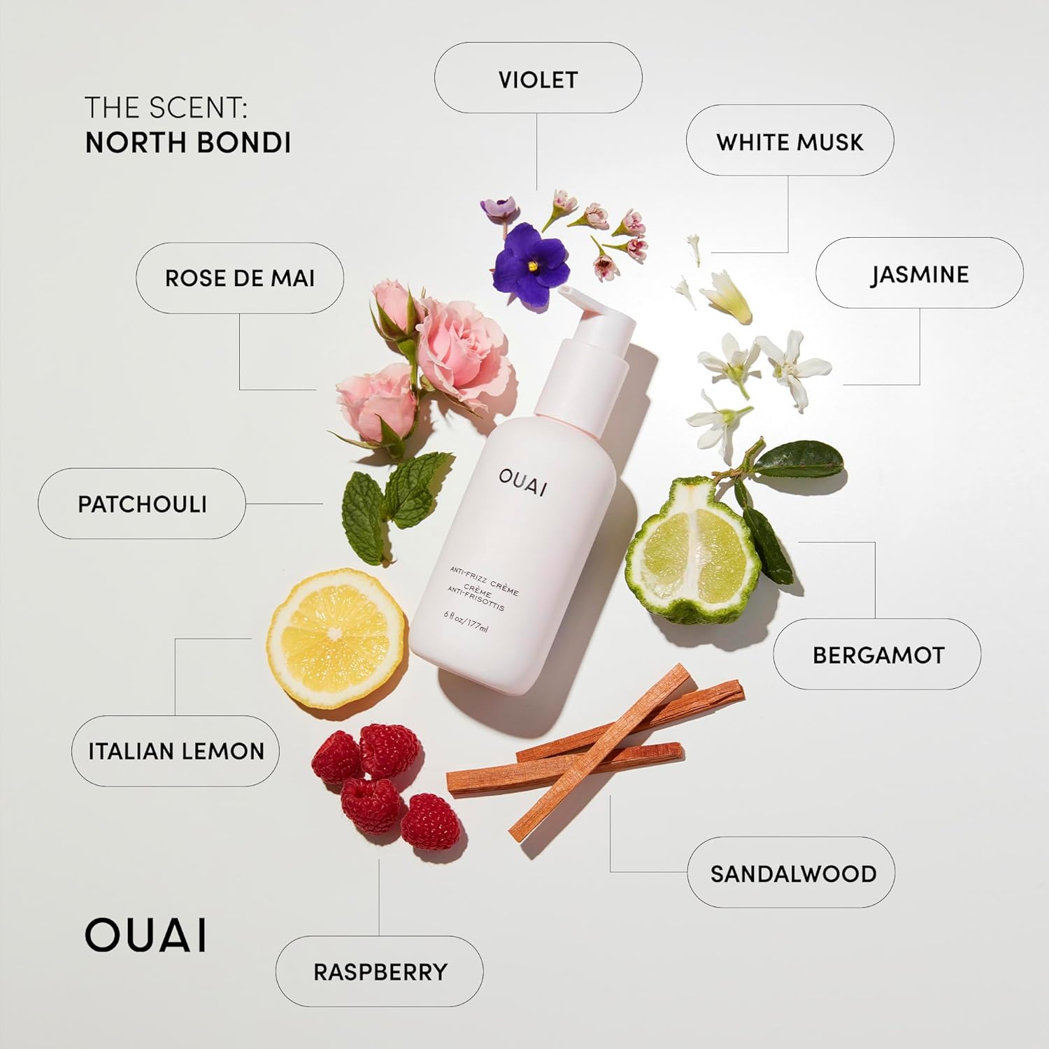 OUAI Anti Frizz Cream Travel Duo - Moisturizing Hair Cream with Frizz Control & Heat Protection - Provides Lasting Hydration with Jackfruit & Beetroot - Paraben & Sulfate Free (2 Count, 6 Oz/ 3 Oz) : Beauty & Personal Care