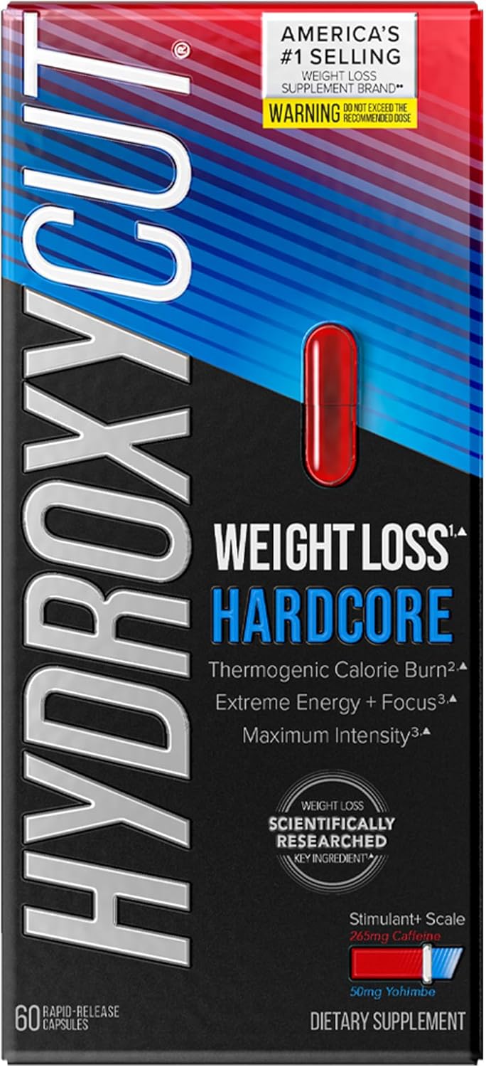 Hydroxycut Hardcore - 60 Rapid-Release Capsules - Thermogenic Calorie Burn, Extreme Energy + Focus, Maximum Intensity - For Women & Men
