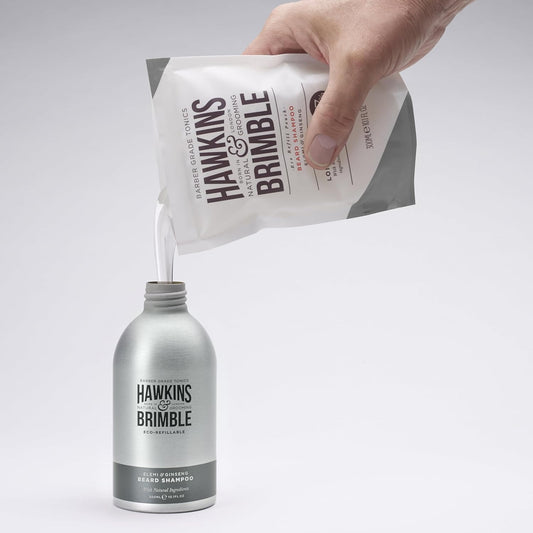Hawkins & Brimble Beard Shampoo Eco Refillable 10.1 Fl Oz (300Ml) For Men, Naturally Fragranced - Bottle For Life Eco Friendly
