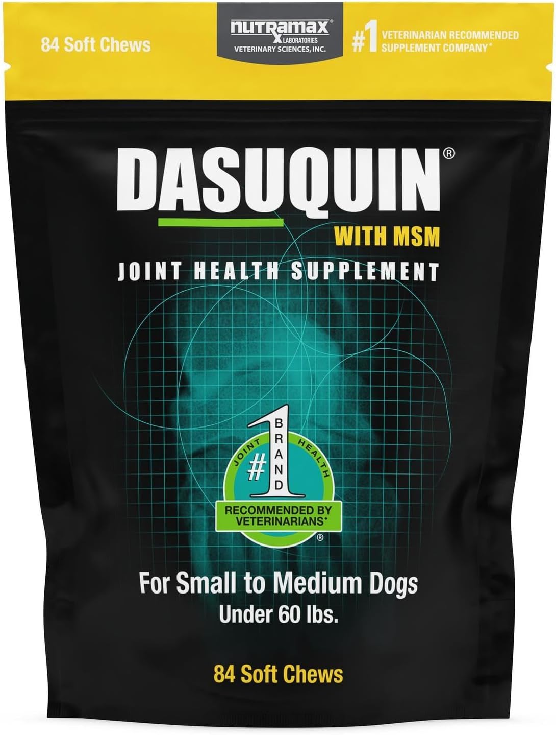 Nutramax Laboratories Dasuquin with MSM Joint Health Supplement for Small to Medium Dogs - With Glucosamine, MSM, Chondroitin, ASU, Boswellia Serrata Extract, and Green Tea Extract, 84 Soft Chews