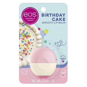 eos Natural Shea Lip Balm- Birthday Cake, All-Day Moisture Lip Care Products, 0.25 oz