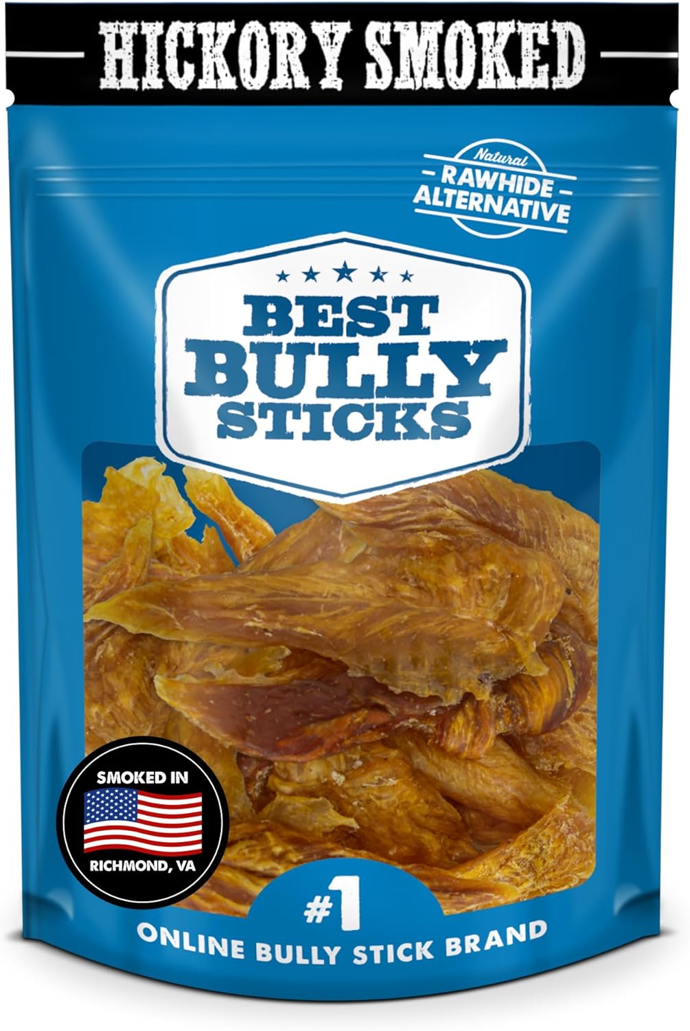 Premium Hickory Smoked Chicken Jerky Dog Treats - Dehydrated Chicken Breast Fillet Treats For Dogs - No Additives 100% Natural Protein, Chicken Jerky Treats, Dog Chews - Grain Free Dog Treats, 8 Oz