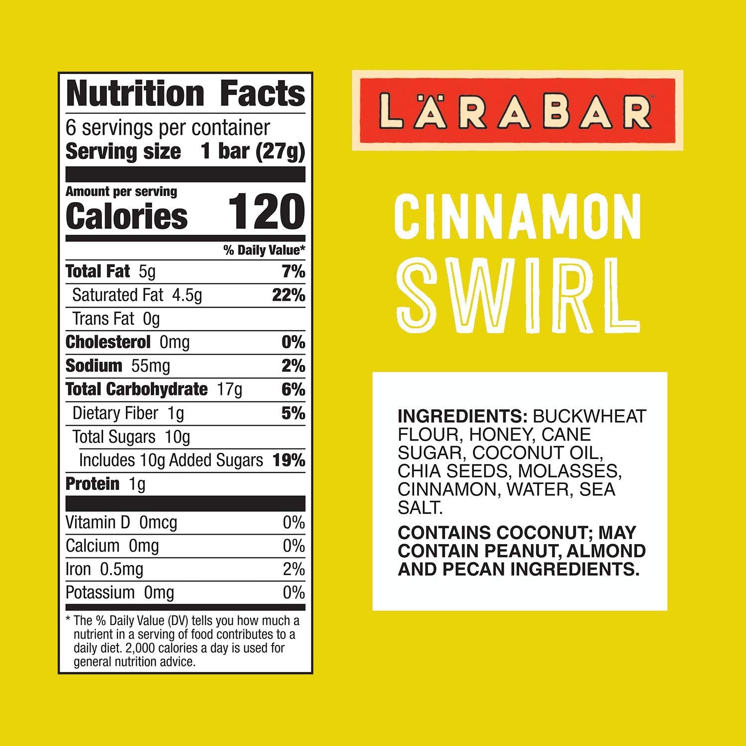 Larabar Kids, Cinnamon Swirl, Gluten Free Fruit & Nut Bar, 1.6 Oz Bars, 16 Ct