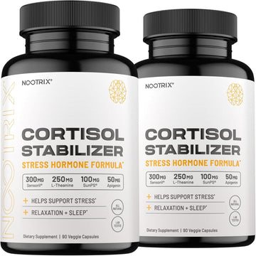 Cortisol Manager And Stabilizer Supplement | Supports Deep Sleep & Relaxation | Cortisol Supplement With Ashwagandha, L-Theanine, Rhodiola Rosea Extract & Apigenin | 180 Vegan Capsules