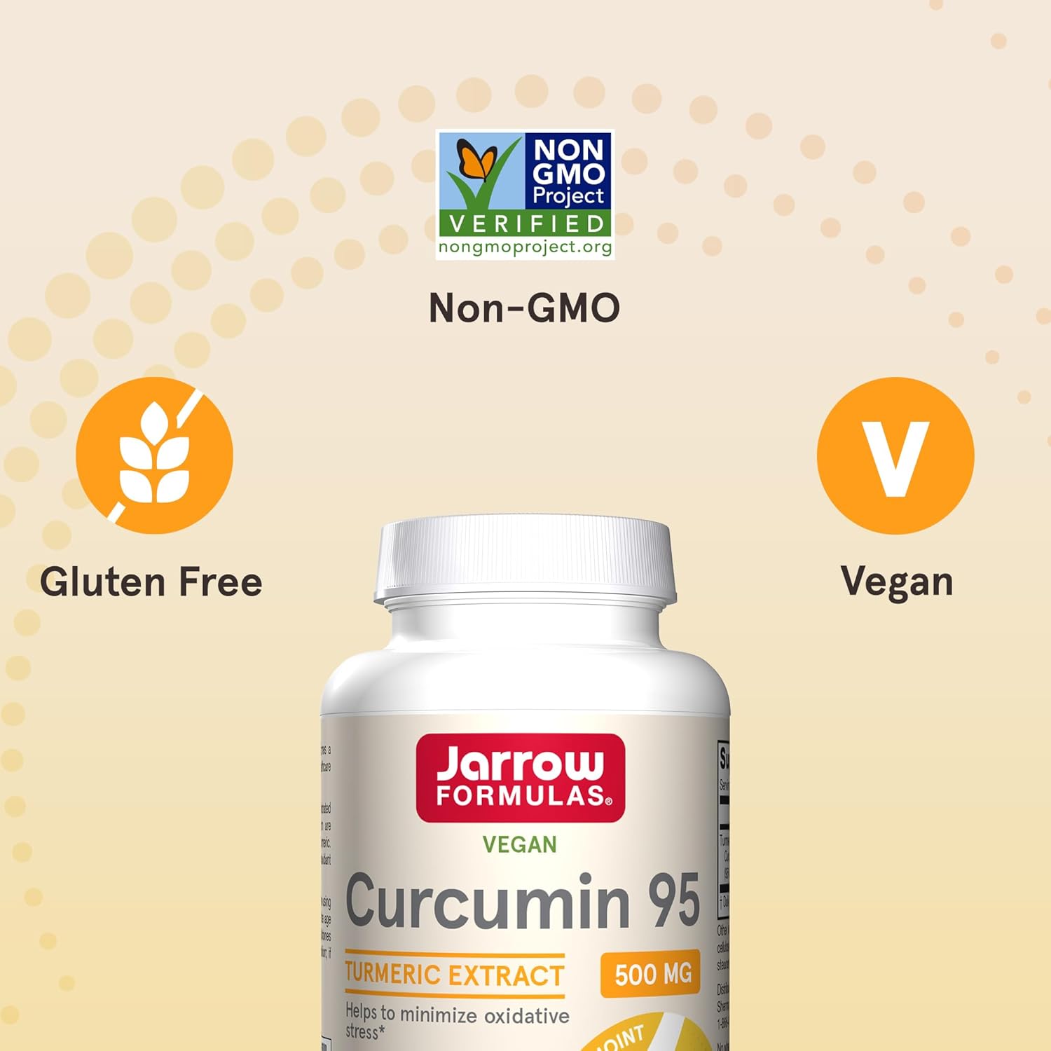 Jarrow Formulas Curcumin 95 500 mg, Turmeric Curcumin Extract for Antioxidant Support, Bone and Joint Support Dietary Supplement, 120 Veggie Capsules, Up to 120 Servings : Health & Household