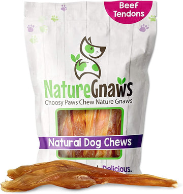 Nature Gnaws Beef Tendons For Dogs 7-11" (12 Count) - Long Lasting For Aggressive Chewers & Large Dogs - Natural Beef Jerky Dog Chew Bones - Rawhide Free