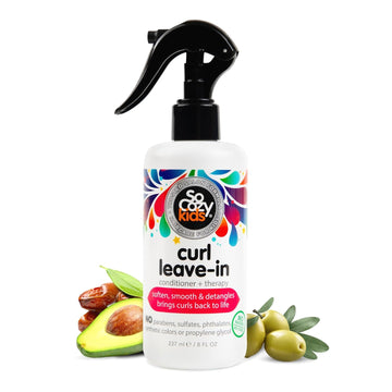 So Cozy Leave In Conditioner Spray (8 Fl Oz) Paraben-Free Detangler For Kids' Curly Hair, Deep Conditioner & Tangle-Free Curls, Gentle & Nourishing With Keratin, Vitamin B5, Olive Oil & Jojoba Oil