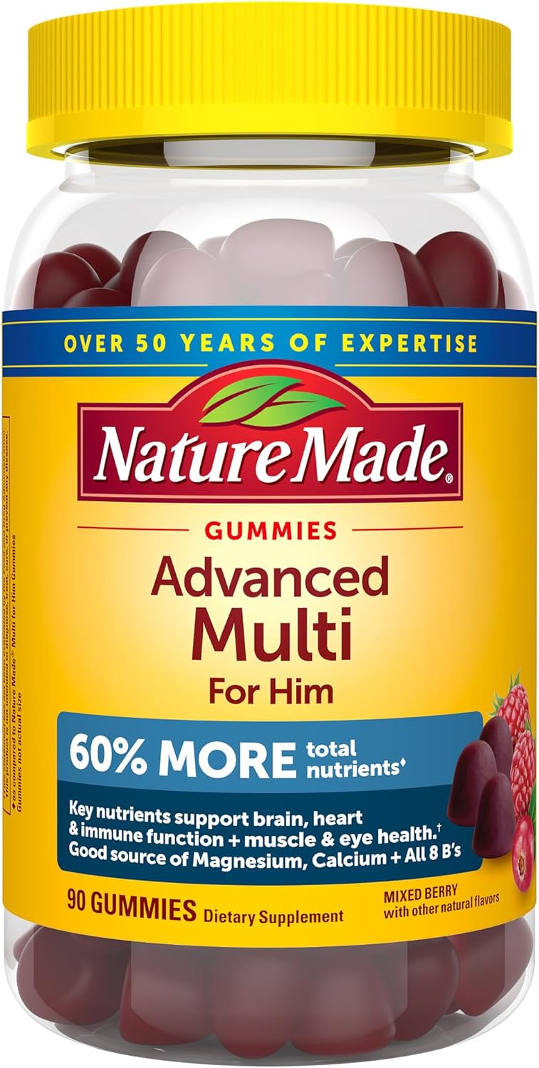 Nature Made Advanced Multivitamin Gummies For Him With Magnesium Citrate, Calcium & All 8 B Vitamins, Multivitamin For Men, 90 Gummies, 30 Day Supply