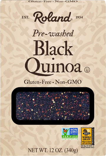 Roland Foods Black Quinoa From Peru, Pre-Washed, 12-Ounce