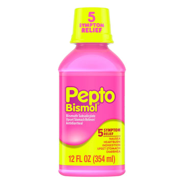 Pepto Bismol Liquid For Nausea, Heartburn, Indigestion, Upset Stomach, And Diarrhea Relief, Original Flavor 12 Oz