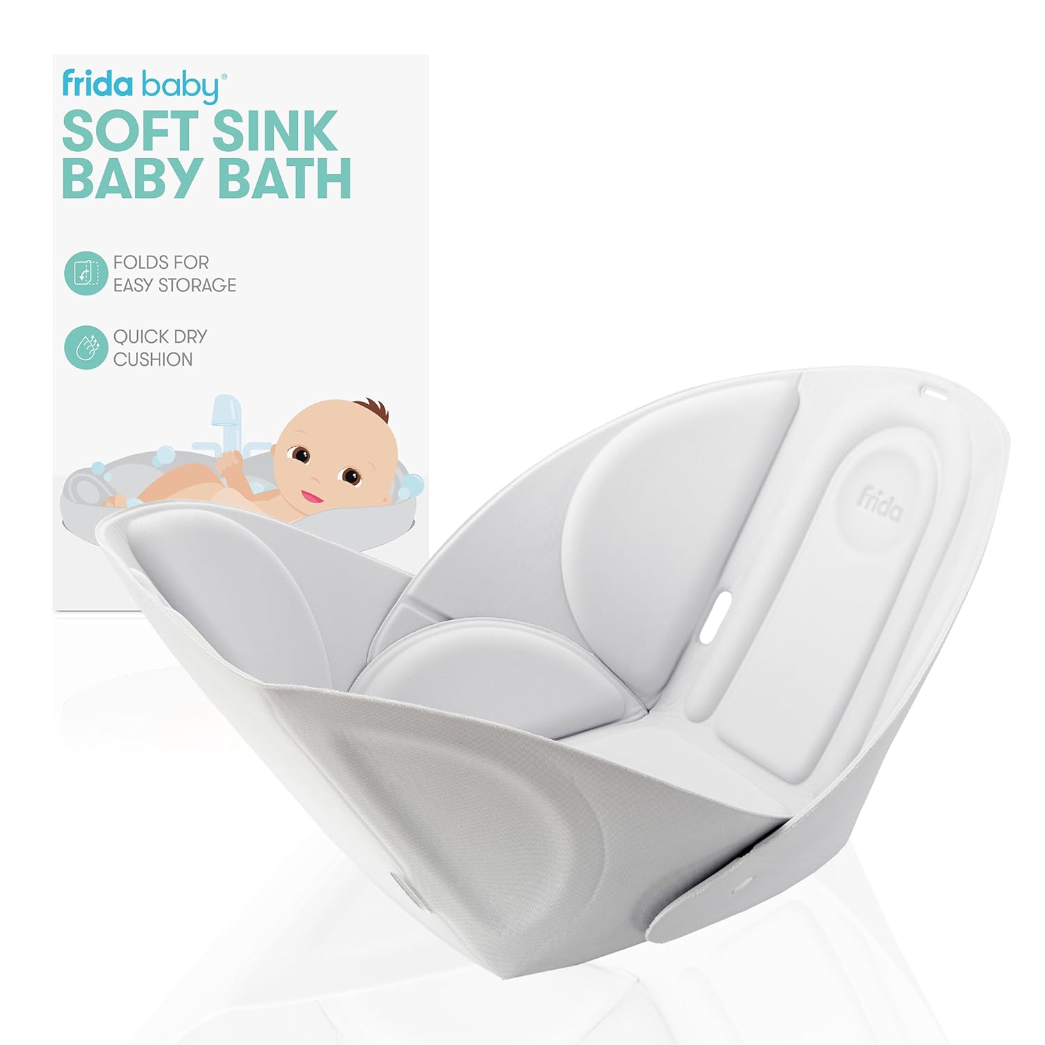 Frida Baby Soft Sink Baby Bath Seat | Sink Bather For Baby | Easy To Clean Baby Bathtub + Bath Cushion That Supports Baby'S Head