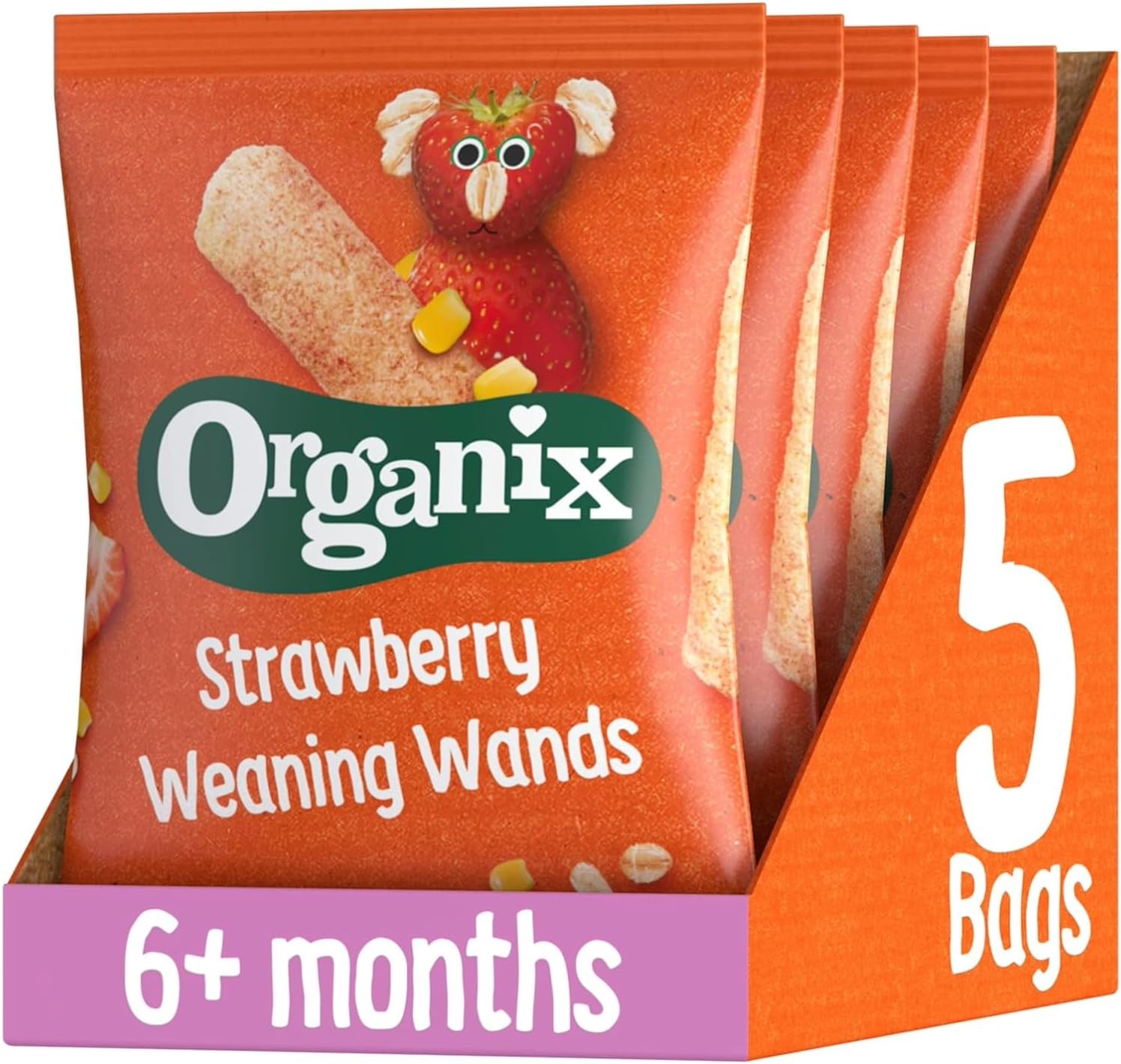 Organix Vanilla Organic Little Ruskits, Organic Baby Snack, 6+ Months, 10 X 60 G Ruskits Per Box (4 Boxes Total)