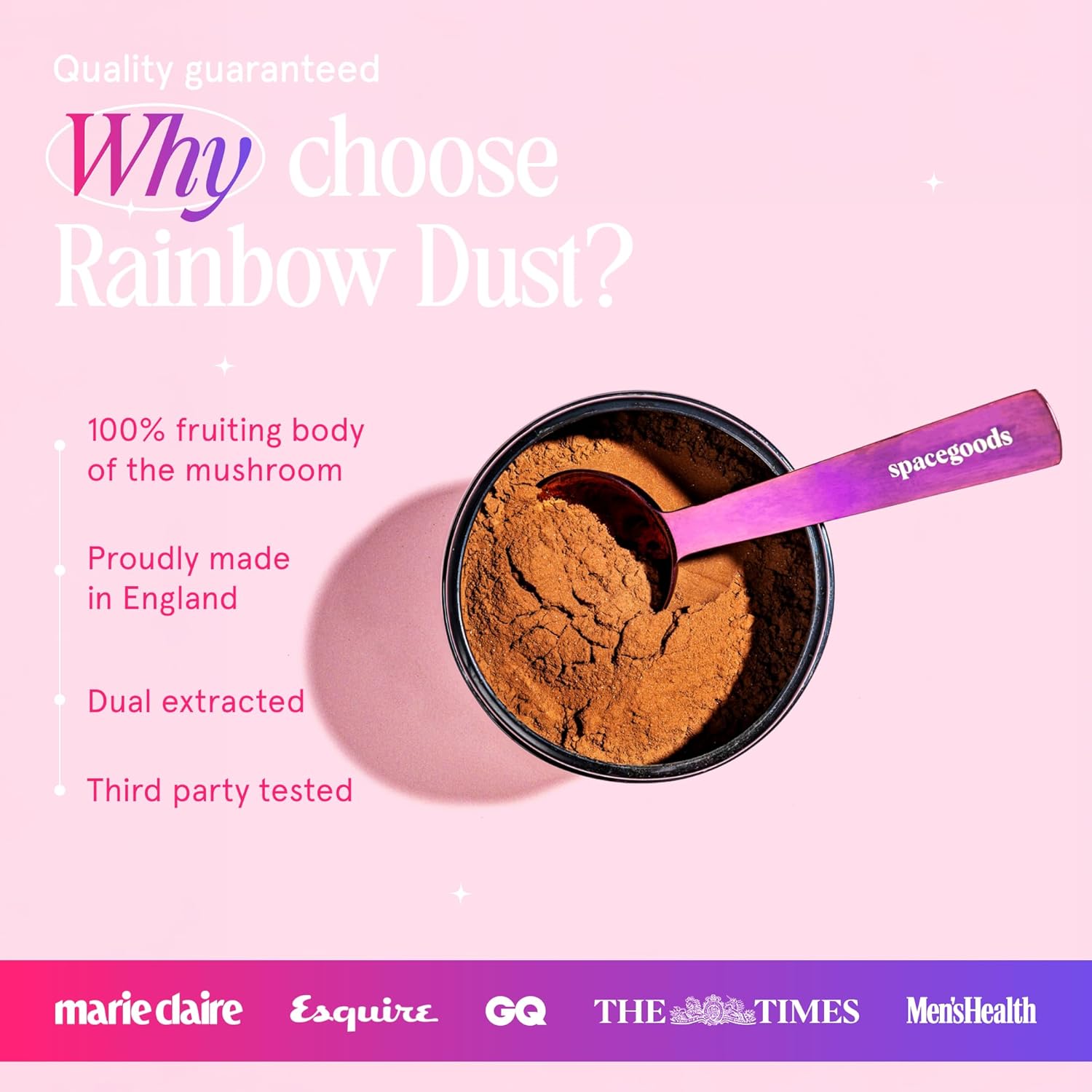 Spacegoods Rainbow Dust 7 Day Sachet Pack | Flavoured Mushroom Coffee | 80mg of Natural Caffeine | Lions Mane, Chaga, Ashwagandha & Vitamin B5 | Experience Sharper Focus, Energy & Calm | Chocolate : Amazon.co.uk: Health & Personal Care