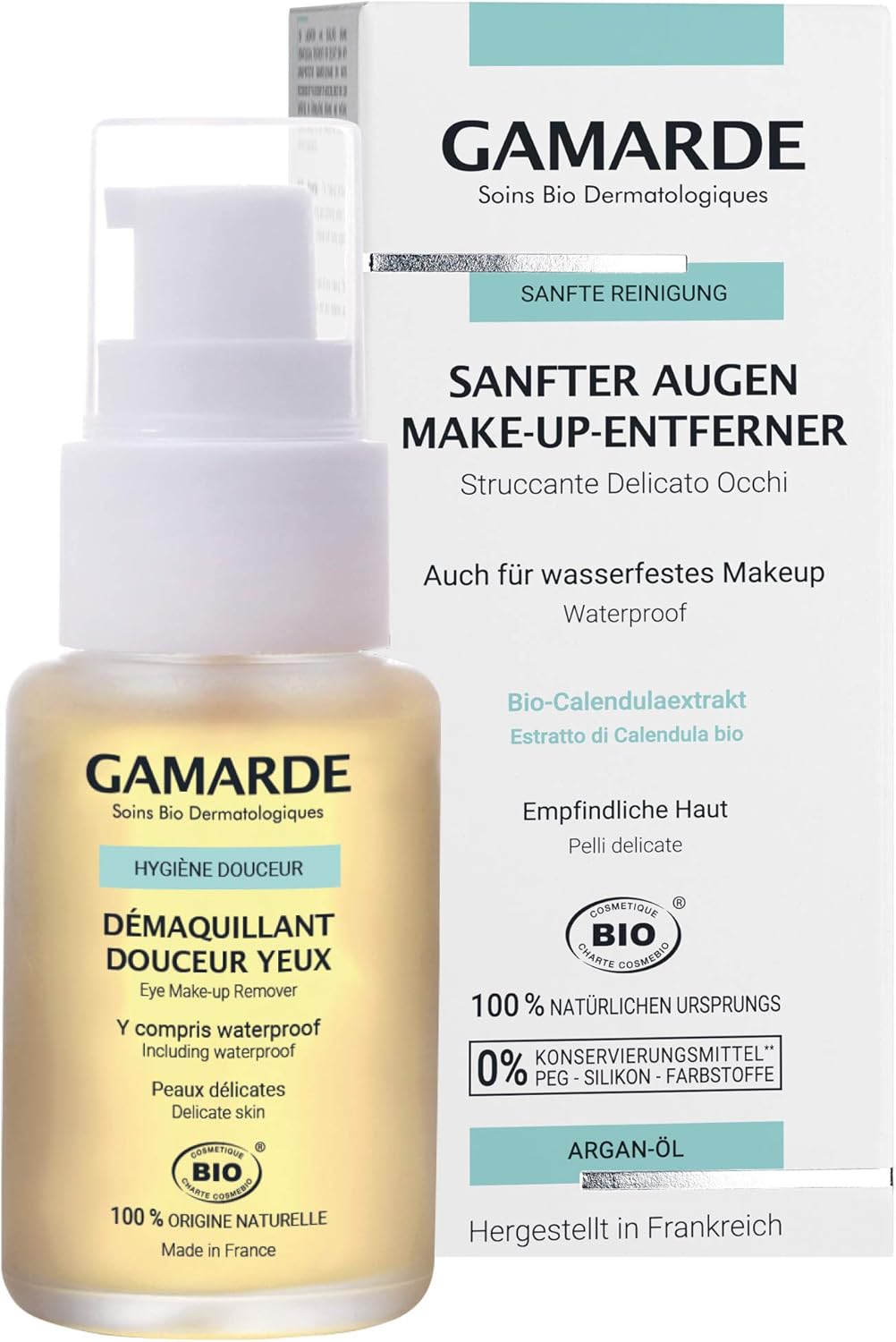 Gamarde Organic Cosmetics: Eye Make-Up Remover I Eye Makeup Gentle Cleansing I Vegan Eye Makeup Remover I Eye Makeup Remover I Eye Makeup Remover Natural Cosmetics I Makeup Removal I 30 Ml