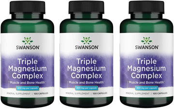Swanson Triple Magnesium Complex - 100 Capsules, 400Mg Each (3 Pack)