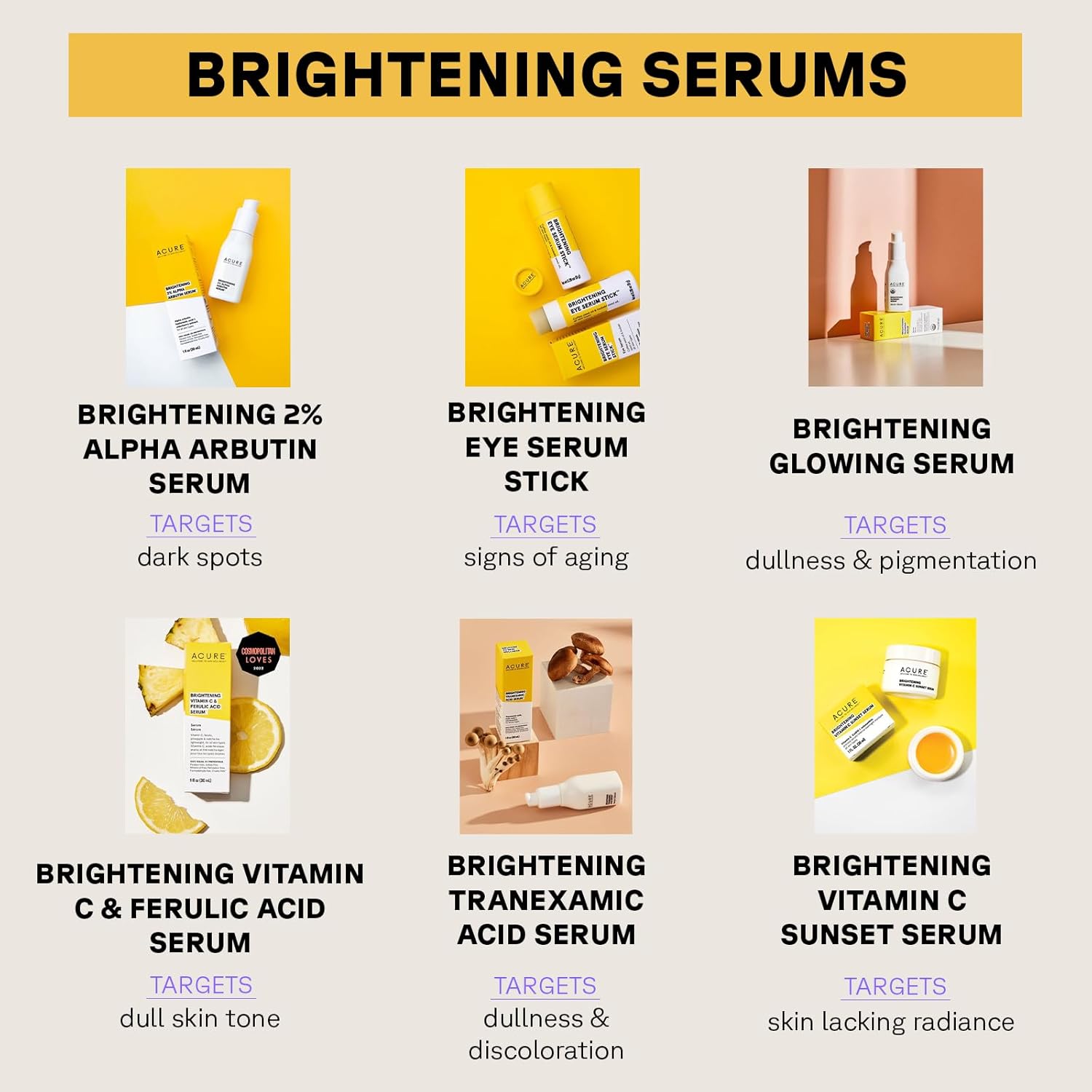 Acure Brightening Glowing Serum - Revitalize & Hydrate Face & Neck - Argan Oil, Pumpkin & Cranberry - Antioxidant Protection for All Skin Types- All Natural Hydrating Formula - 100% Vegan, 1 Fl Oz : Beauty & Personal Care